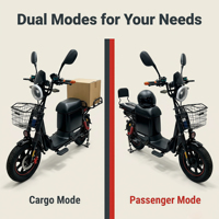 Vélo cargo électrique deux places à charge lourde avec panier avant et porte-bagages arrière pour adulte, idéal pour les trajets urbains
