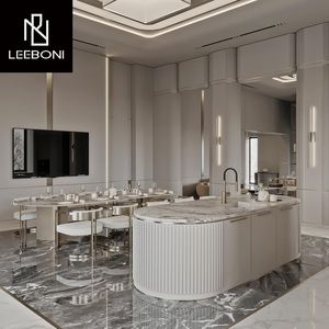 Tùy Chỉnh Thiết Kế Sang Trọng Chất Lượng Cao Đồ Nội Thất Nhà Thép Không Gỉ Bằng Đá Cẩm Thạch Hàng Đầu Bàn Ăn Đặt - Product Image 5