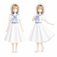 Robe BJD personnalisée à col marin, tenue de poupée marin mignonne, vêtements de poupée blancs et bleus, costume BJD décontracté personnalisé, robe de poupée à manches courtes