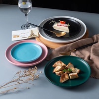 Assiette de service en céramique de Style nordique assiette à Steak 6 "8" 10 "assiette ronde en céramique émaillée brillante vente directe en usine