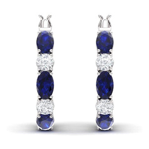 Orecchini a polsino con cristalli blu per donna, gioielli in rame alla moda - Product Image 2