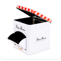 Boîte en étain de forme carrée pour bonbons et biscuits, distributeur de capsules de café