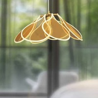 Lustre vintage de style antique, abat-jour en tissu nordique japonais Wabi Sabi, luminaire suspendu en forme de fleur pour salle à manger ou restaurant