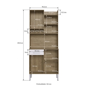 Armoire de cuisine de style moderne OLIVIA, 4 portes, 1 tiroir, meubles de maison en bois, panneaux de particules, couleur bois/blanc, Brazilian Decibel - Product Image 4