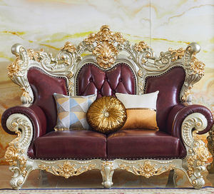 Lüks kraliyet avrupa deri kesit kanepe katı ahşap oyma İskandinav tarzı bütün ev mobilya seti otel Villa daire - Product Image 5