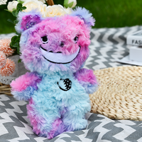 Peluche Ours Souriant Personnalisé à Dégradé de Couleurs, Effet Tie-Dye, Longue Fourrure, Animal en Peluche
