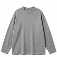 T-shirt à manches longues pour homme en coton lourd 270G, surdimensionné, streetwear, tee-shirt uni, logo personnalisé, vente en gros