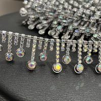 Cadena de diamantes de imitación AB de 10 yardas con forma de corazón y cascabel, cadena de diamantes de imitación de fantasía para coser en vestidos, joyería DIY, venta al por mayor, brillo.