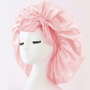 Multi-Colored Satin Silk Bow <b>Bonnet</b> Adjustable Bonne For Sleeping Hair <b>Bonnet</b> With Tie Band <b>Bonnets</b> For Women Men - Product Image 4
