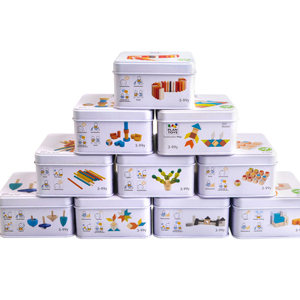 small square white tin storage container box candy case