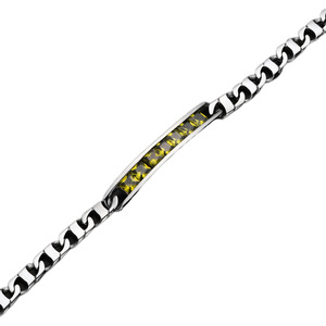 Pulsera de cadena de acero de titanio con piedras amarillas, diseño geométrico para hombre, uso diario, CE594 - Product Image 4