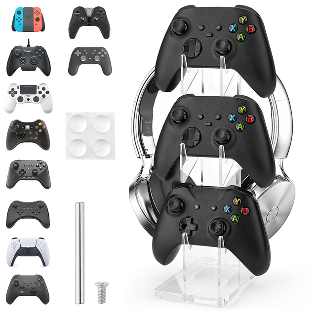 Controller Holder Headset Stand 3 Tier Acrylic Gaming Controller Stand for PS5 Pro PS5 PS4 Switch XBOX PC Gaming Accessories