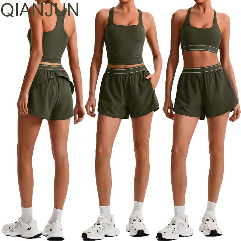 2026 New Women Plus Size Yoga Tank Top High Waist Shorts Summer Workout Sports Bra Push up Fitness Gym Wear