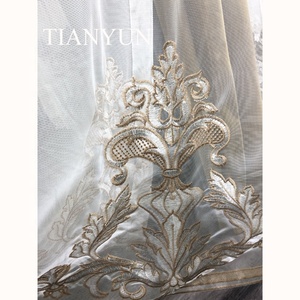 Rideaux fantaisie semi-transparents floraux en <span class=keywords><strong>organza</strong></span> 100% polyester brodé de 108 pouces pour salon et fenêtre, style européen, vente chaude à Dubaï - Product Image 5