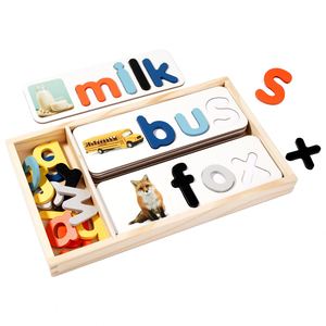 Juego de Letras para el Aprendizaje del Abecedario para Jardín de Infancia, Tablero de Construcción de Palabras CVC, Juguetes de Madera para el Aprendizaje de Ortografía con Caja de Almacenamiento - Product Image 4