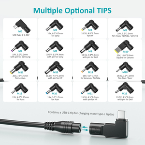 Cargador Universal PD para Portátil ETI 90W, Adaptador de Corriente CA/CC para Notebook, 8-16 Puntas, Protección OVP/OCP/OTP/SCP, Cable de 1.8m, CE/FCC/ROHS - Product Image 3