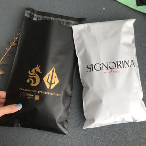 Low MOQ Biodegradable White Shipping <b>Bags</b> Custom Silver logo Poly Mailers Plastic <b>Packaging</b> Envelopes <b>Bag</b> for Clothing - Product Image 2