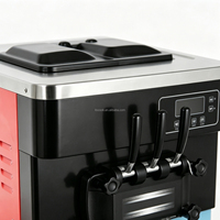 Máquina de helado suave de escritorio 2+1 sabores mixtos, mini máquina expendedora de gelato italiano de acero inoxidable con control digital