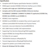 Carte réseau serveur Ethernet EDUP EP-9673 PCIe Intel I225-V à port unique 2,5 G pour système informatique