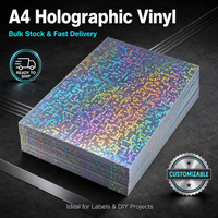 Papier autocollant en vinyle holographique transparent imperméable A4 pour impression jet d'encre et créations d'autocollants