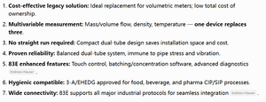 Endress+Hausers Promass 80E 83E ระบบวัดค่าสารอาหารในอาหารและเครื่องดื่ม คุณภาพสูง คุ้มค่า ประหยัด ใช้งานได้กับมาตรฐาน CIP/SIP / หน้าจอ LCD 2 บรรทัด / หน้าจอ LCD 4 บรรทัด - Product Image 3