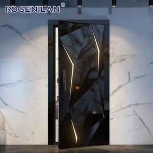 Puertas de Entrada Modernas Rogenilan con Diseño Geométrico Triangular 3D, Puertas Exteriores de Seguridad de Aluminio Fundido para Hogares - Product Image 1