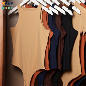 SUHE OEM ODM Body de Mujer Personalizado de Manga Corta de Chifón y Elastano con Cuello Redondo y Cierre a Presión en la Entrepierna, Tejido Elástico Lavado de Fábrica para Otoño - Product Image 6