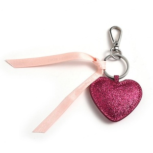 Wholesale High Quality Rose <b>Red</b> Heart Shape <b>Sequin</b> Leather Keychain - Product Image 1
