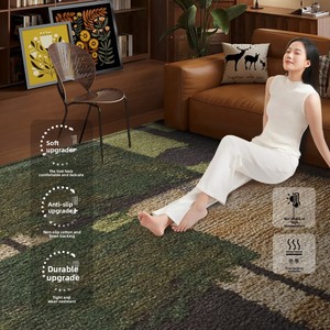 Tapis Bouclé Style Rétro pour Salon, Luxe Léger, Haut de Gamme, pour <span class=keywords><strong>Canapé</strong></span> et Table Basse, Imperméable, Antidérapant, Tapis de Chambre Anti-froid - Product Image 4