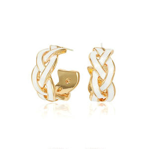 Orecchini a Cerchio Geometrici Dorati Placcati in Oro 18K, Gioielli Alla Moda per Uso Quotidiano da Donna - Product Image 3
