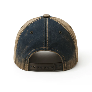 Gorra de béisbol de dos tonos de 5 paneles de alta calidad, logotipo bordado personalizado, impresión dibujada a mano, algodón lavado, estilo desgastado - Product Image 4