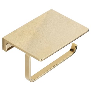 Porte-papier toilette rectangulaire en cuivre plaqué or, sans perçage, à fixer au mur, pour salle de bain - Product Image 5