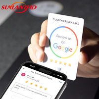 Carte NFC programmable en plastique SUNLANRFID CR80 avec code QR à scanner, compatible NTAG 213, NTAG 215, NTAG 216, Google Review, 13,56 MHz