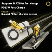 Cargador de Teléfono Taipuxi, Cable de Carga Rápida USB 4 en 1, Trenzado de Nailon Resistente, 65 W, 1 m, Tipo C, Logotipo, Cargadores Multifunción
