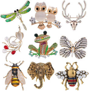 Kore Rhinestone broş baykuş aksesuarları geyik arı çiçek tavuskuşu fil kelebek broş Pin kadınlar için - Product Image 2