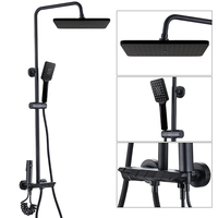 Ensemble de Douche Moderne avec Mitigeur et Robinets, Système de Douche Pluie Cascade de Luxe avec Pommeau de Douche ABS