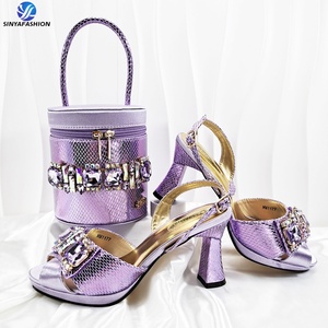 Sinya Olive Màu New Đảng ý Giày Túi Set với đá chất lượng cao phụ nữ Giày cưới phù hợp với túi Set - Product Image 6