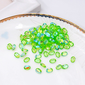 Strass pour nail art 5x7mm, ovales irisés à dos plat, décorations de nail art DIY scintillantes - Product Image 4
