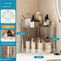 Étagère de salle de bain moderne de luxe transparente à 2 niveaux, durable et étanche, sans perçage, pour comptoir de toilettes et meuble-lavabo domestique