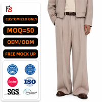 Pantalon de costume pour homme à jambes larges, coupe drapée, silhouette élégante, style formel, sur mesure