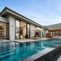 Villa préfabriquée moderne de luxe, panneaux en acier, maisons préfabriquées portables avec piscine