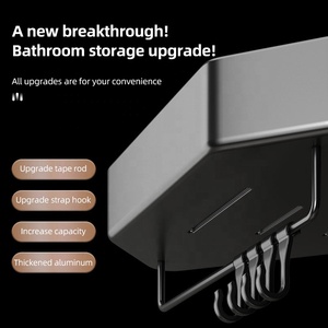 Panier <span class=keywords><strong>de</strong></span> <span class=keywords><strong>douche</strong></span> mural en métal pour salle <span class=keywords><strong>de</strong></span> bain, organisateur d'angle, panier <span class=keywords><strong>de</strong></span> rangement, étagère avec crochets - Product Image 5