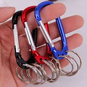 <b>Custom</b> LOGO Safety Spring Hook Carabiner Keychain Aluminum Alloy D Shape Multifunction Clip with 3 <b>Key</b> <b>Rings</b> Eco-friendly - Product Image 4