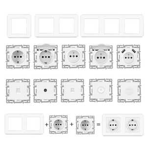 NOVSKI Module mural Diy European Standard White Plastic Frame Socket Light Switch Button Function Combi Power Socket TKA - Product Image 2