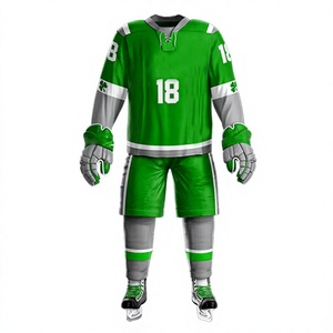 Uniforme de hockey sur glace vert pour homme, maillot personnalisé numéro 18, impression par sublimation, polyester respirant, tenue d'équipe adulte LONG MISSION - Product Image 4