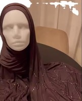 Voile long de luxe en jersey de bambou modal doux, fait main, avec perles, pour filles, collection Printemps 2026, en coton, idéal pour le hijab musulman.