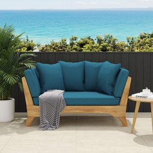 Coussins <span class=keywords><strong>de</strong></span> <span class=keywords><strong>lit</strong></span> <span class=keywords><strong>de</strong></span> <span class=keywords><strong>jardin</strong></span> extensibles, canapé d'extérieur convertible avec accoudoirs réglables et oreillers amovibles, résistant à l'eau - Product Image 1