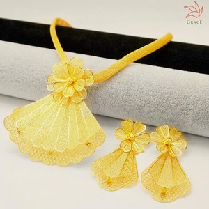 بيع بالجملة قلادة عتيقة 18 قيراط 24 قيراط مطلية بالذهب طقم مجوهرات جادتار هندي فاخر للنساء - Product Image 2