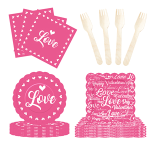 ชุดจานชามวันวาเลนไทน์ DAMAI จานกระดาษวันวาเลนไทน์ ผ้าเช็ดปากสำหรับงานเลี้ยงวันวาเลนไทน์สุดโรแมนติก สำหรับ 8 ท่าน - Product Image 5