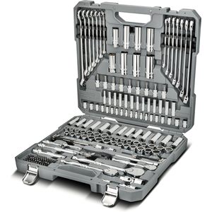 Ensemble d'outils mécaniques Ingersoll Rand 205 pièces SAE métrique, jeu de clés à cliquet 1/2 pouce en acier au chrome-vanadium, kit de réparation automobile - Product Image 1